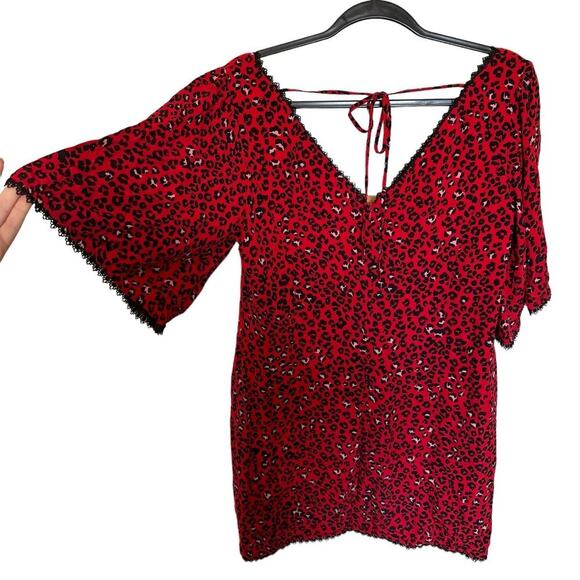 Lovers And Friends NWOT Jason Dress Cheetah Mini V Neck Red Black Size Small - Picture 5 of 12